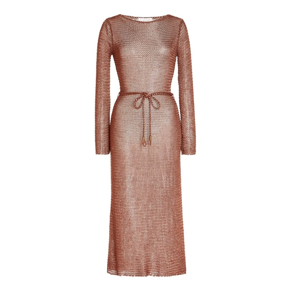 Zimmermann Anneke Metallic-Knit Midi Dress Size XS - Picture 2 of 16